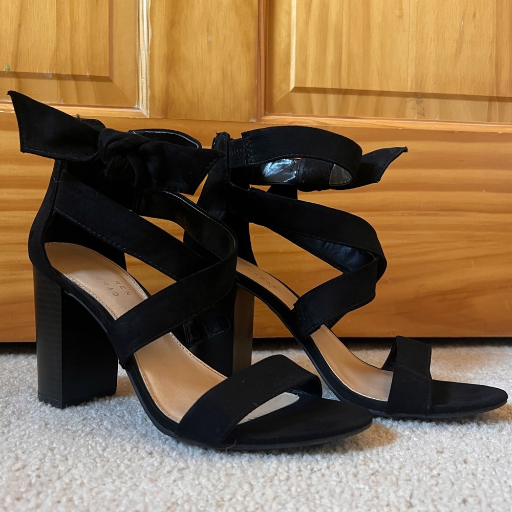 Black Strappy Block Heel Sandals